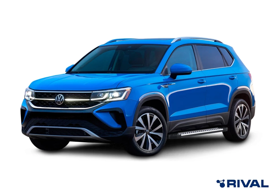 Пороги на автомобиль (подножки) "Bmw-Style круг" Rival для Skoda Karoq 2020-н.в., 180 см, 2 шт., алюминий, D180AL.5103.1