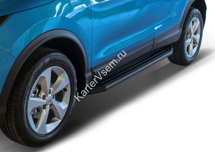 Пороги площадки (подножки) "Premium-Black" Rival для Renault Koleos II 2016-2020, 173 см, 2 шт., алюминий, A173ALB.4113.1