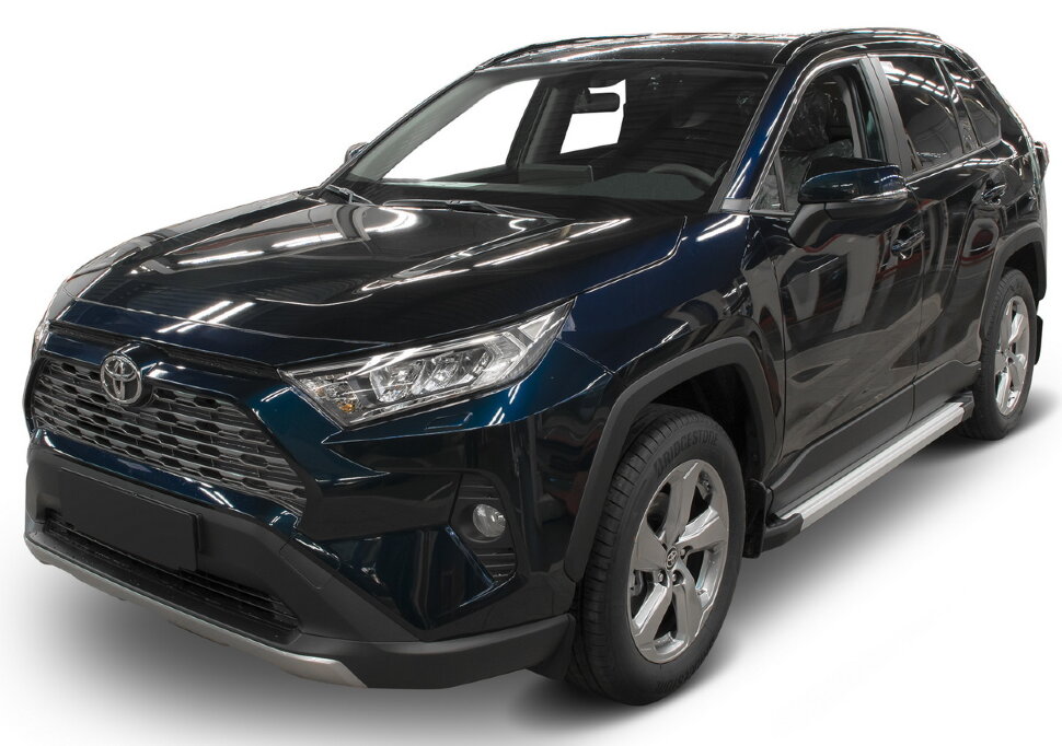 Пороги площадки (подножки) "Silver" Rival для Toyota RAV4 XA50 2019-н.в., 180 см, 2 шт., алюминий, F180AL.5710.1 купить недорого