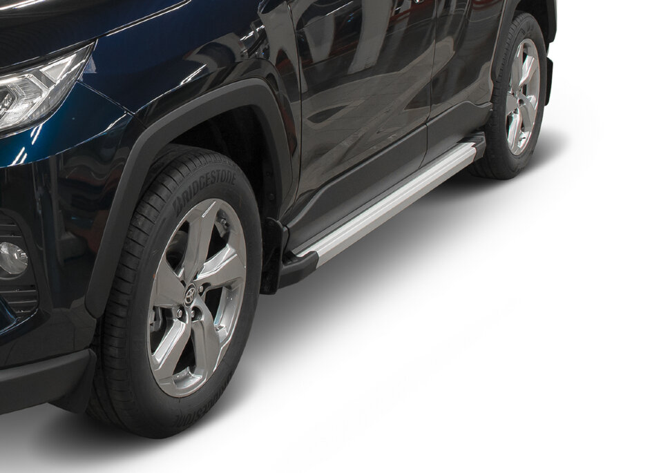 Пороги площадки (подножки) "Silver" Rival для Toyota RAV4 XA50 2019-н.в., 180 см, 2 шт., алюминий, F180AL.5710.1 с доставкой по всей России