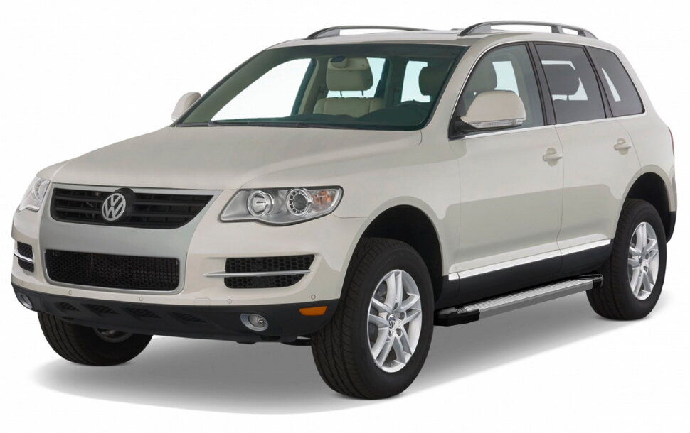 Пороги площадки (подножки) "Silver" Rival для Volkswagen Touareg I (без пневмоподвески) 2002-2010, 193 см, 2 шт., алюминий, F193AL.5809.1 купить недорого