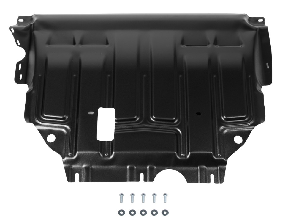 Защита картера и КПП AutoMax для Audi A3 8V рестайлинг (V - 1.4) 2016-2020, сталь 1.4 мм, с крепежом, штампованная, AM.5128.2