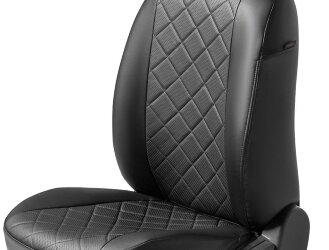 Авточехлы Rival Ромб (зад. спинка 40/60) для сидений Skoda Rapid I, II лифтбек (без заднего подлокотника) 2013-2020 2020-н.в./Volkswagen Polo VI лифтбек (без заднего подлокотника) 2020-н.в., эко-кожа, черные, SC.5101.2