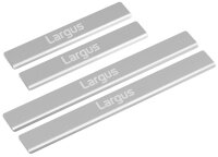 Накладки на пороги AutoMax для Lada Largus 2012-2021 2021-н.в., нерж. сталь, с надписью, 4 шт., AMLALAR01