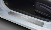 Накладки на пороги AutoMax для Kia Rio III поколение 2011-2015, нерж. сталь, с надписью, 4 шт., AMKIRIO02 с доставкой по всей России