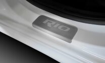 Накладки на пороги AutoMax для Kia Rio III поколение 2011-2015, нерж. сталь, с надписью, 4 шт., AMKIRIO02