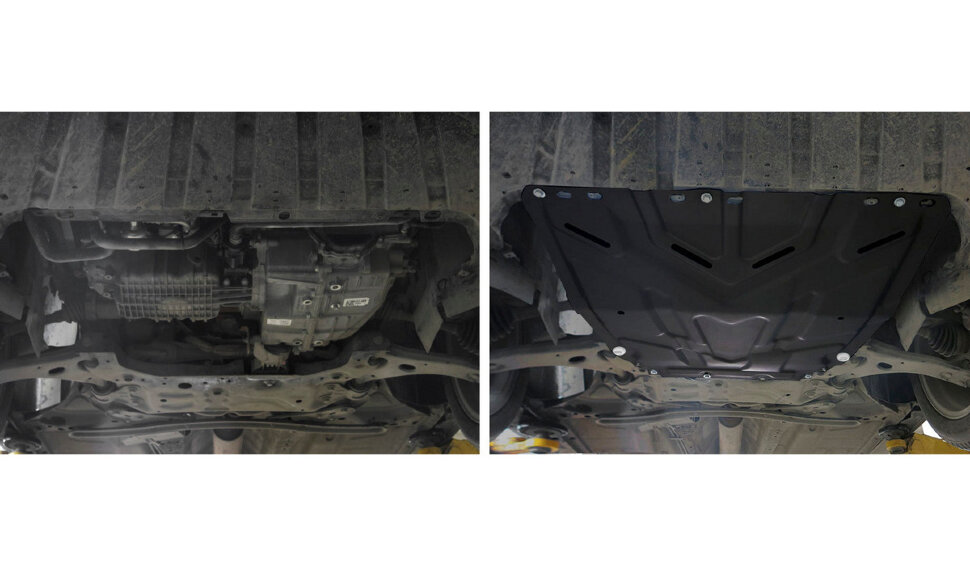 Защита картера и КПП AutoMax для Ford Kuga I 2008-2013, сталь 1.4 мм, с крепежом, штампованная, AM.1850.1