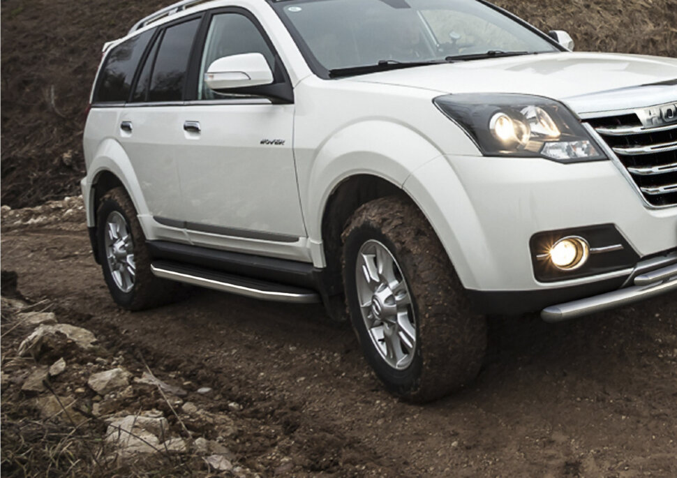 Пороги площадки (подножки) "Premium" Rival для Great Wall Hover H5 2011-2016, 173 см, 2 шт., алюминий, A173ALP.2001.4 с доставкой по всей России