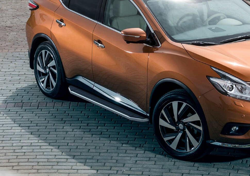 Пороги площадки (подножки) "Premium" Rival для Nissan Murano Z52 2016-н.в., 180 см, 2 шт., алюминий, A180ALP.4108.3 с доставкой по всей России