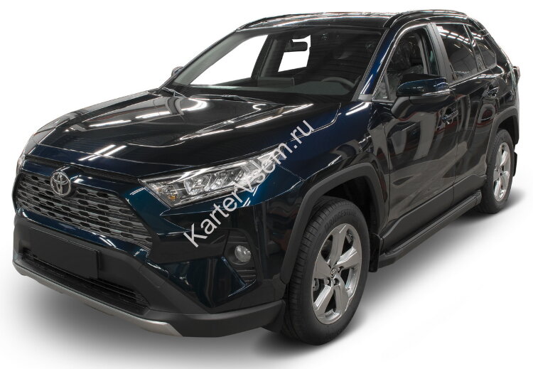 Пороги площадки (подножки) "Black" Rival для Toyota RAV4 XA50 2019-н.в., 180 см, 2 шт., алюминий, F180ALB.5710.1