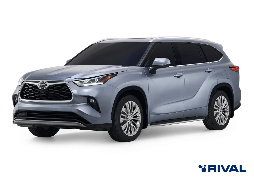 Пороги на автомобиль (подножки) "Premium" Rival для Toyota Highlander U70 2020-н.в., 180 см, 2 шт., алюминий, A180ALP.5711.1