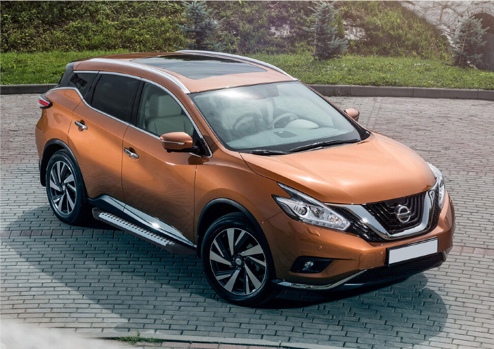Пороги площадки (подножки) "Bmw-Style круг" Rival для Nissan Murano Z52 2016-н.в., 180 см, 2 шт., алюминий, D180AL.4108.3 купить недорого