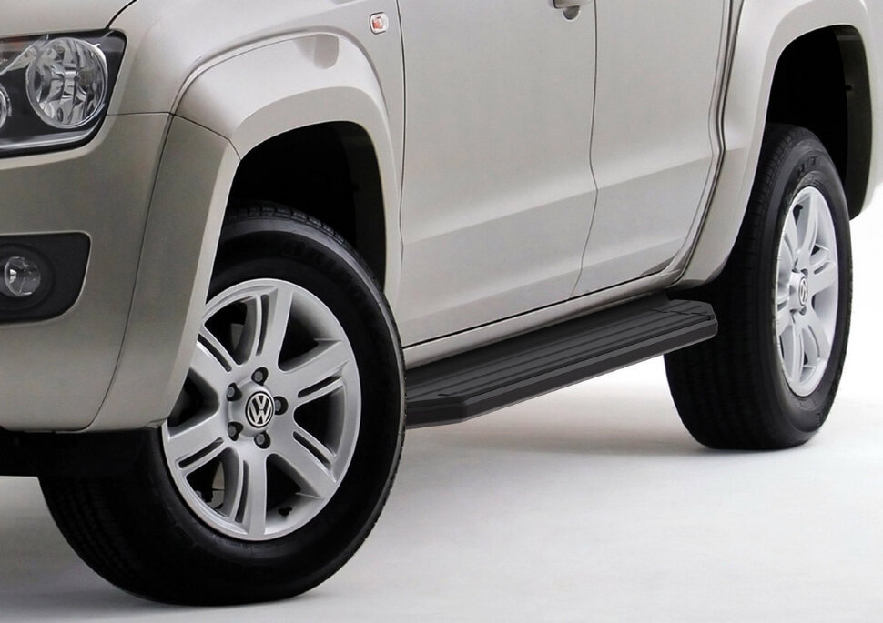 Пороги площадки (подножки) "Premium-Black" Rival для Volkswagen Amarok 2010-2016, 193 см, 2 шт., алюминий, A193ALB.5803.1 с доставкой по всей России