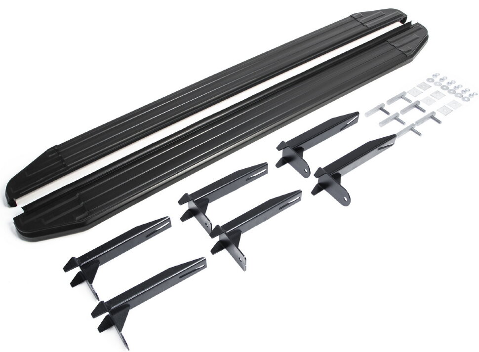 Пороги площадки (подножки) "Premium-Black" Rival для Volkswagen Amarok 2010-2016, 193 см, 2 шт., алюминий, A193ALB.5803.1 высокого качества