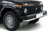Защита переднего бампера d57 Rival для ВАЗ 2121 (4x4) 3-дв. 1977-2019 2019-н.в., нерж. сталь, R.6002.001