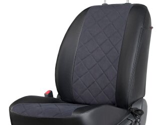 Авточехлы Rival Ромб (зад. спинка 40/60) для сидений Skoda Rapid I, II лифтбек (без заднего подлокотника) 2013-2020 2020-н.в./Volkswagen Polo VI лифтбек (без заднего подлокотника) 2020-н.в., алькантара/эко-кожа, черные, SC.5101.4