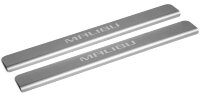 Накладки на пороги Rival для Chevrolet Malibu IX 2015-2018 2018-н.в., нерж. сталь, с надписью, 2 шт., NP.1005.3