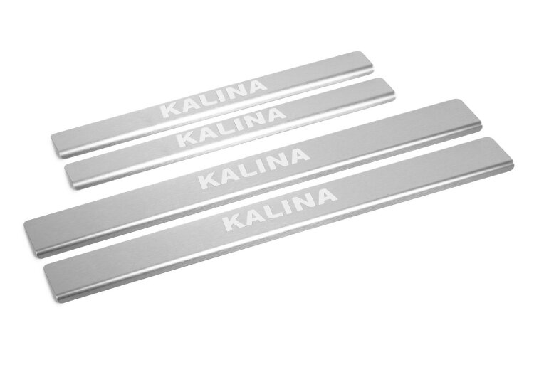 Накладки на пороги AutoMax для Lada Kalina II поколение 2013-2018, нерж. сталь, с надписью, 4 шт., AMLAKAL01 купить недорого