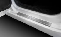 Накладки на пороги AutoMax для Lada Kalina II поколение 2013-2018, нерж. сталь, с надписью, 4 шт., AMLAKAL01