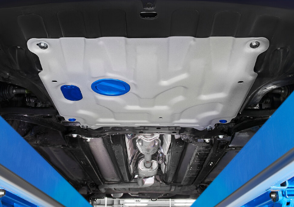 Защита картера и КПП Rival для Hyundai Solaris II 2017-2020 2020-н.в., штампованная, алюминий 3 мм, с крепежом, 333.2369.1