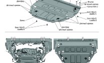 Защита картера Rival для Porsche Cayenne III 2017-н.в., штампованная, алюминий 4 мм, с крепежом, 333.4612.1