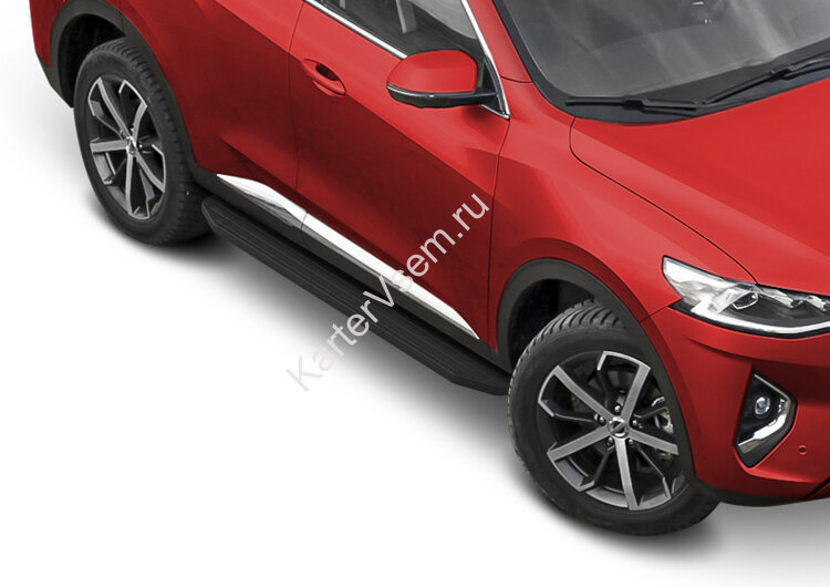 Пороги на автомобиль "Premium-Black" Rival для Haval F7 2019-2022 2022-н.в., 180 см, 2 шт., алюминий, A180ALB.9403.1