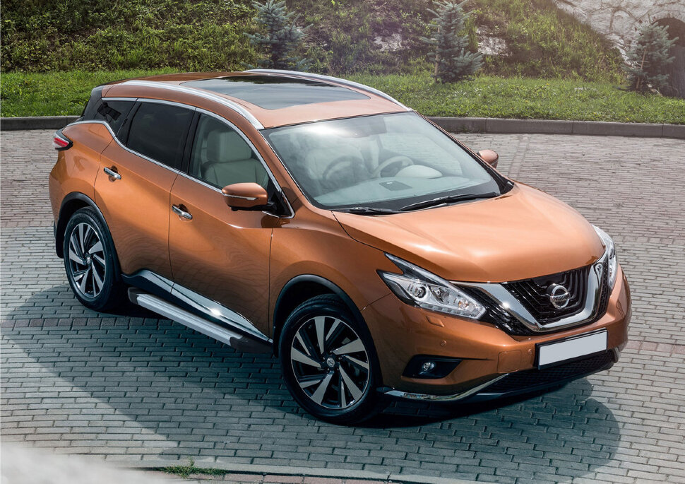 Пороги площадки (подножки) "Silver" Rival для Nissan Murano Z52 2016-н.в., 180 см, 2 шт., алюминий, F180AL.4108.3 купить недорого
