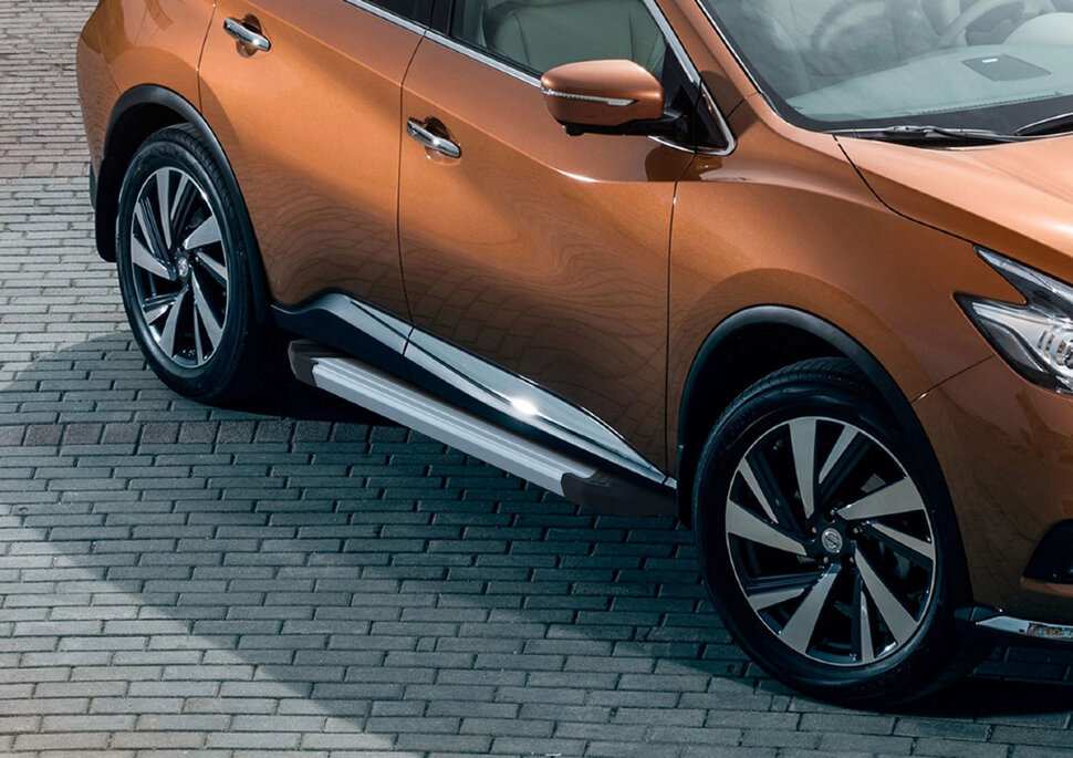 Пороги площадки (подножки) "Silver" Rival для Nissan Murano Z52 2016-н.в., 180 см, 2 шт., алюминий, F180AL.4108.3 с доставкой по всей России