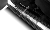 Накладки на пороги AutoMax для Lada Priora 2007-2018, нерж. сталь, с надписью, 4 шт., AMLAPRI01 с доставкой по всей России