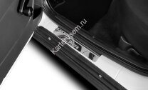 Накладки на пороги AutoMax для Lada Priora 2007-2018, нерж. сталь, с надписью, 4 шт., AMLAPRI01