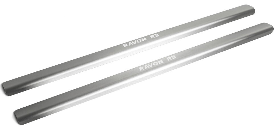 Накладки на пороги Rival для Ravon Nexia R3 2016-н.в., нерж. сталь, с надписью, 2 шт., NP.1302.3 купить недорого