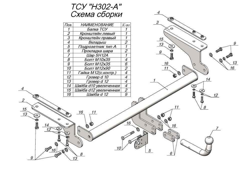 Фаркоп Haval F7  (ТСУ) арт. H302-A