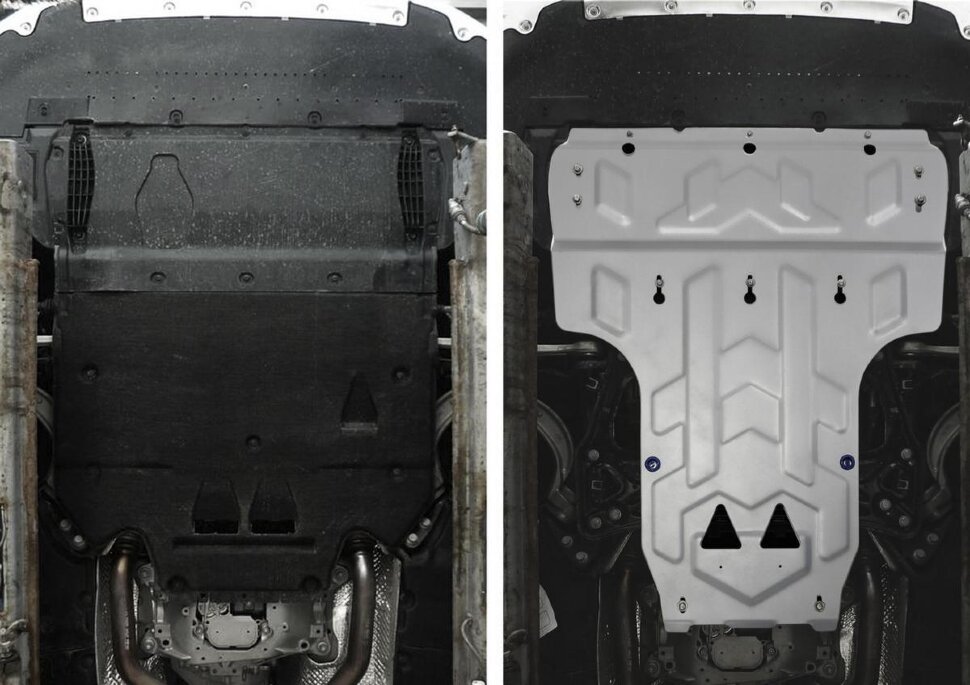 Защита картера и КПП Rival для Audi A7 4G 2010-2020, штампованная, алюминий 3 мм, с крепежом, 333.0314.2