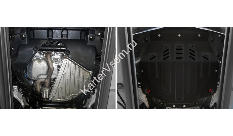 Защита картера и КПП АвтоБроня для Acura MDX III 2014-2016, штампованная, сталь 1.8 мм, с крепежом, 111.00101.1
