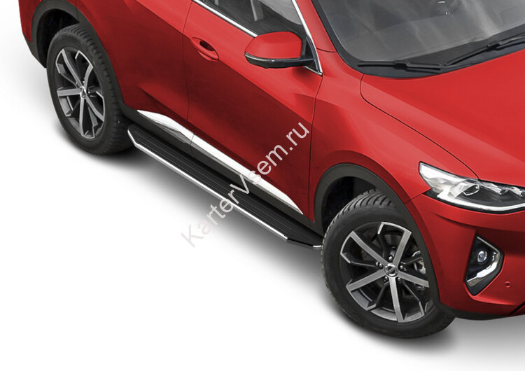 Пороги на автомобиль "Premium" Rival для Haval F7 2019-2022 2022-н.в., 180 см, 2 шт., алюминий, A180ALP.9403.1