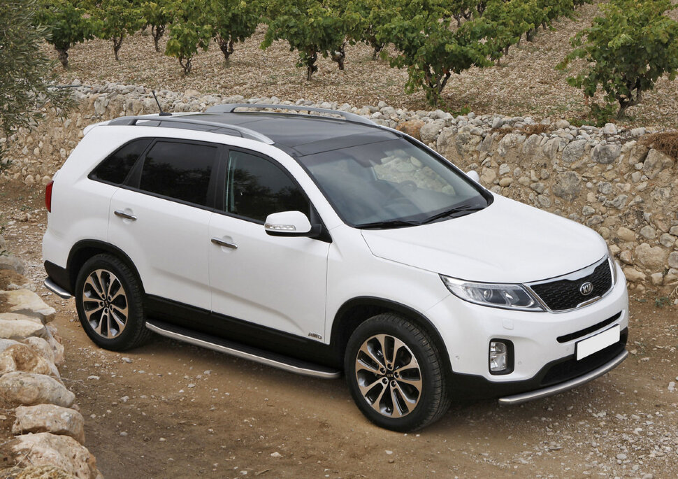 Пороги площадки (подножки) "Premium" Rival для Kia Sorento II рестайлинг 2012-2020, 173 см, 2 шт., алюминий, A173ALP.2305.2 купить недорого