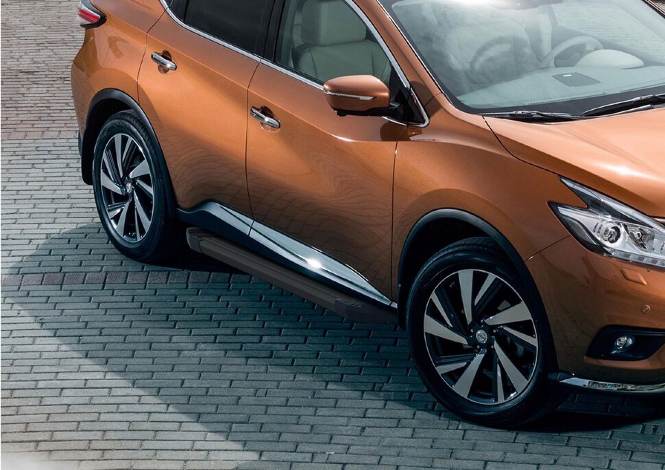 Пороги площадки (подножки) "Black" Rival для Nissan Murano Z52 2016-н.в., 180 см, 2 шт., алюминий, F180ALB.4108.3 с доставкой по всей России