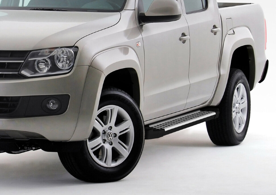 Пороги площадки (подножки) "Bmw-Style круг" Rival для Volkswagen Amarok 2010-2016, 193 см, 2 шт., алюминий, D193AL.5803.1 с инструкцией и сертификатом