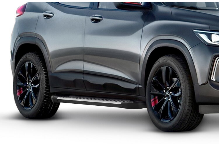 Пороги площадки (подножки) "Bmw-Style круг" Rival для Chevrolet Tracker IV поколение 2021-н.в., 173 см, 2 шт., алюминий, D173AL.1002.1 с доставкой по всей России