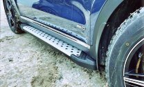 Пороги площадки (подножки) "Bmw-Style круг" Rival для Chevrolet Tracker IV поколение 2021-н.в., 173 см, 2 шт., алюминий, D173AL.1002.1 с возможностью установки