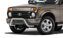 Защита переднего бампера d57 скоба Rival для ВАЗ 2121 (4x4) 3-дв. (Urban) 2014-2019 2019-н.в., нерж. сталь, R.6004.001