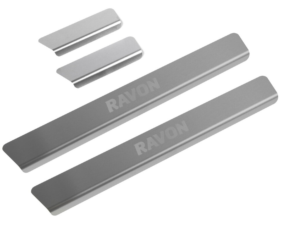 Накладки на пороги Rival для Ravon R4 2016-н.в., нерж. сталь, с надписью, 4 шт., NP.1303.3 купить недорого