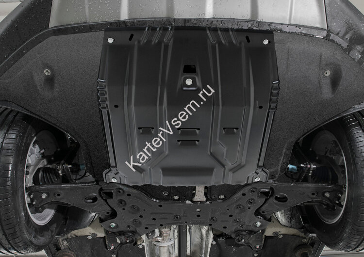 Защита картера и КПП АвтоБроня для Hyundai Tucson III рестайлинг 2018-2021, штампованная, сталь 1.5 мм, с крепежом, 111.02375.1