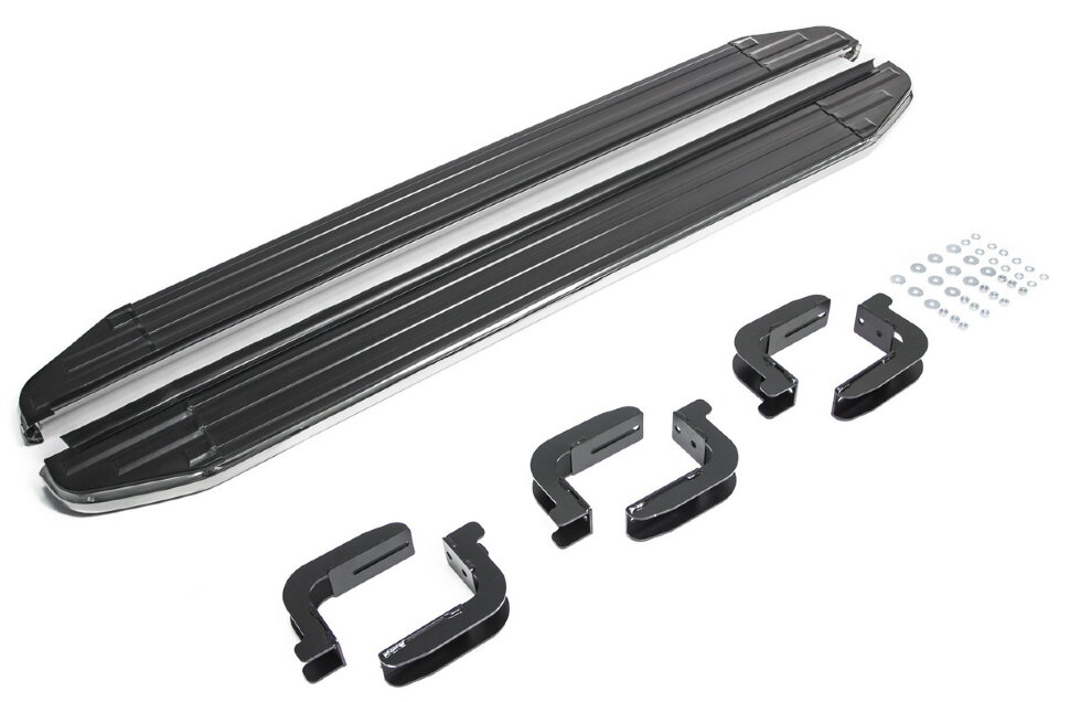 Пороги площадки (подножки) "Premium-Black" Rival для Nissan Navara D40 2004-2015, 193 см, 2 шт., алюминий, A193ALB.4105.1 высокого качества
