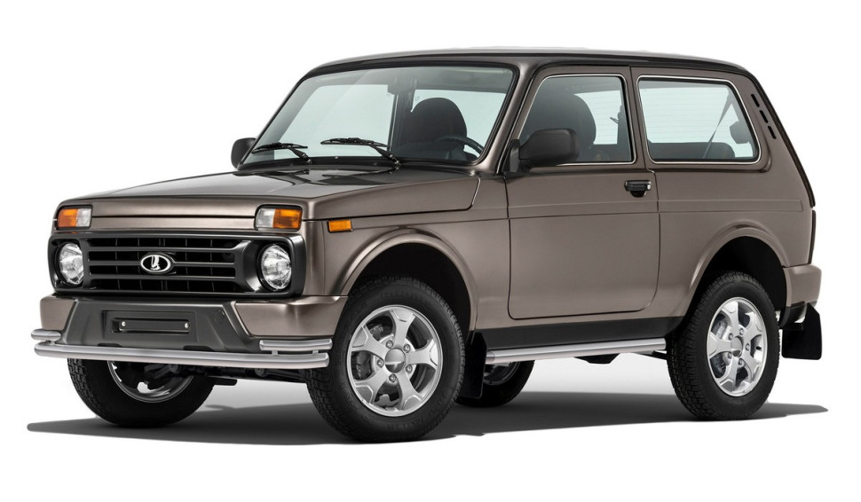 Защита переднего бампера d57+d42 Rival для ВАЗ 2121 (4x4) 3-дв. (Urban) 2014-2019 2019-н.в., нерж. сталь, R.6004.002
