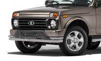 Защита переднего бампера d57+d42 Rival для ВАЗ 2121 (4x4) 3-дв. (Urban) 2014-2019 2019-н.в., нерж. сталь, R.6004.002