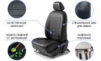 Авточехлы Rival Строчка (зад. спинка цельная) для сидений Skoda Rapid I, II лифтбек 2013-2020 2020-н.в./Volkswagen Polo VI лифтбек 2020-н.в., эко-кожа, черные, SC.5103.1