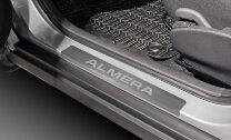 Накладки на пороги AutoMax для Nissan Almera G15 2012-2018, нерж. сталь, с надписью, 4 шт., AMNIALM01 с доставкой по всей России