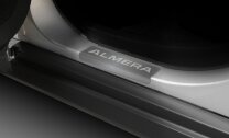 Накладки на пороги AutoMax для Nissan Almera G15 2012-2018, нерж. сталь, с надписью, 4 шт., AMNIALM01
