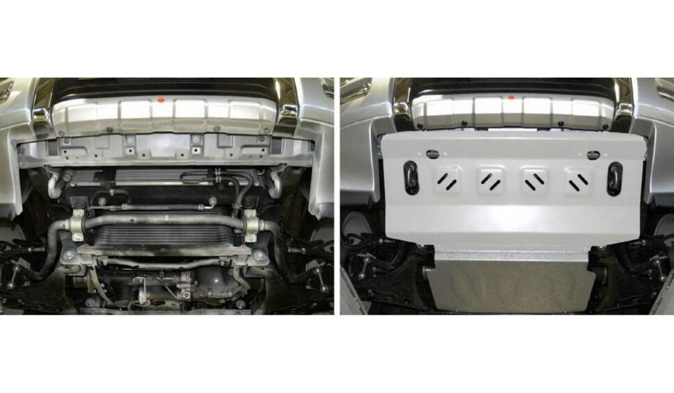 Защита радиатора Rival для Mitsubishi Pajero IV 2006-2020, штампованная, алюминий 4 мм, с крепежом, 333.4012.1